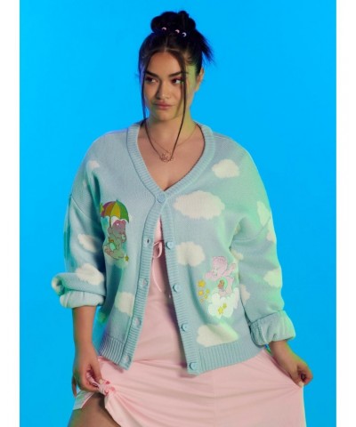 Care Bears Cloud Chunky Knit Skimmer Girls Cardigan Plus Size $42.19 Cardigans